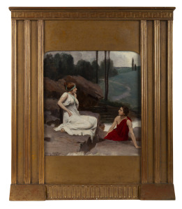 ABRAHAM (ABBEY) ALTSON (1866-1949), Lovers in a Grecian Setting, oil on board, signed lower left "Abbey Alston", 33 x 30.5cm, 60 x 51cm overall