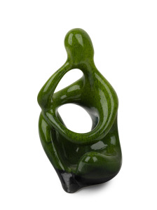 ELLIS "The Thinker" pottery statue in rare green colourway, 26cm high