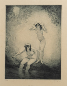NORMAN LINDSAY (1879-1969), The Pool, drypoint etching, signed lower right in pencil "Norman Lindsay, 1924", 29 x 23cm, 51 x 41cm overall. With Bloomfield Galleries Certificate of Authenticity verso.