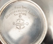 WENDT antique silver bowl with engraved monogram, family crest and remains of gilt washed interior, late 19th century, stamped "J. M. Wendt, Jeweller, Adelaide & Broken Hill", 7cm high, 12cm diameter, 250 grams - 3