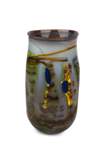 DON WREFORD Australian art glass vase with yellow highlights, incised "Don Wreford '99", ​​​​​​​27.5cm high.