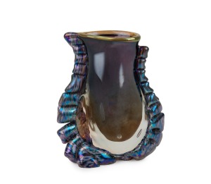 COLIN HEANEY iridescent art glass vase, engraved "Colin Heaney, '87", 15cm high