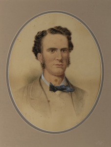 ARTIST UNKNOWN, (portrait of Adam Lindsay Gordon), watercolour, signed lower left "Vita", 34 x 27cm, 63 x 51cm overall