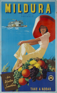 MILDURA vintage travel poster by JAMES NORTHFIELD, 99 x 62cm, 117 x 79cm overall.