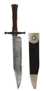 BOWIE KNIFE an impressive antique example, stamped "F. A. LYON, LEITH STREET, EDINBURGH", 19th century. Note: Some losses to edge. 43cm long.
