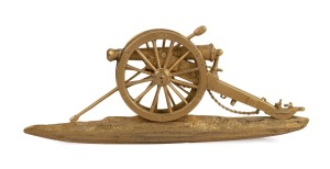 An 1856 pattern fire gilded officer's artillery badge for sabretache or pouch (Nordenfeldt/Armstrong Battery regiments), 17cm wide