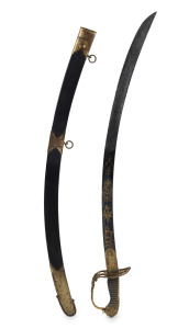 A 1796 blue and gilt presentation Light Infantry sabre with engraved dedication to the scabbard "GIFT CAPT. ROBERTSON OF INSHES TO LIEUT. ANDERSON, 1810". Lieutenant William Anderson's (of the 71st Highlanders), Waterloo Medal can be seen at the Royal Hig