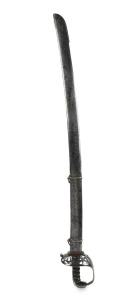 A 1796 pattern officer's Heavy Cavalry sword with honeysuckle hilt and original scabbard, ​​​​​​​the blade 87.5cm long, 102cm long overall