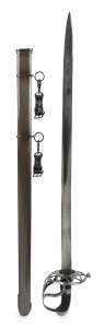 A 1796 pattern First Life Guards sword with steel hilt, by Woolley & Co. of Birmingham, housed in original scabbard, the blade 87.5cm long, 103cm long overall