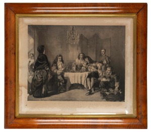 132 · A fine quality antique Tasmanian musk picture frame with original gilt slip and glass, housing an original period engraving, mid 19th century, 76 x 86cm overall, 58 x 69cm internal