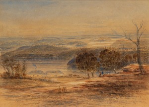 HENRY GRANT LLOYD (1829-1904), On Parramatta River from St. Leonard's. Sydney, NSW, watercolour, signed and titled lower right "H. G. Lloyd, 1862", 25 x 35cm, 48 x 58cm overall.