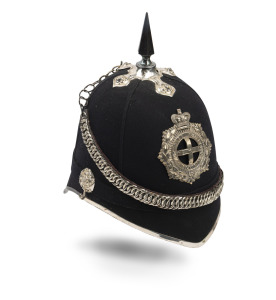 Victorian Volunteer Infantry helmet (single wreath in silver), purportedly to have been from the CARLTON RIFLES, circa 1880s.