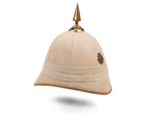 An 1893 Victorian Volunteer Infantry (Ballarat), Other Rank pith helmet.