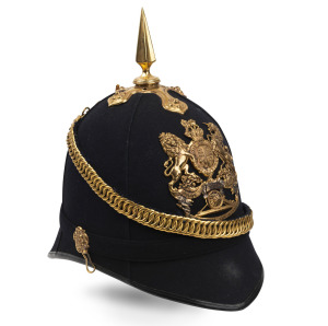 Victorian Volunteer Artillery helmet with cavalry spike, 1876-1880.