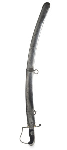 A 1796 Light Cavalry sword stirrup hilt ORS with original scabbard, the blade 83cm, 95cm overall.