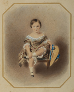 ARTIST UNKNOWN, (portrait of a child), watercolour, 23 x 19cm, 40 x 36cm overall.