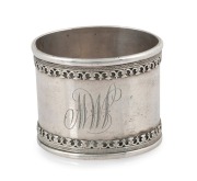 WILLIAM PINK of ABBOTSFORD (Melbourne), rare antique Australian silver napkin ring with ownership monogram, 19th century, stamped "W. Pink", 24 grams.