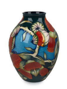 MOORCROFT The Australian Collection "Kulin" English pottery vase designed by Philip Gibson, circa 2006, in original box with documentation, 22cm high.