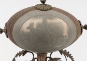 HENRY STEINER antique Australian silver carved emu egg display on South Australian malachite inlaid plinth base, 19th century, stamped "H. Steiner" flanked by pictorial marks, 24cm high overall. - 4