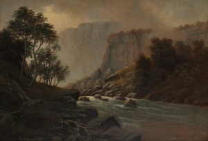 VALENTINE (VAL) DELAWARR (1852-1918), (Gordon River, Tasmania), oil on board, signed lower left "Val Delawarr '91", ​​​​​​​38 x 54cm, 57 x 73cm overall.