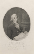 "ARTHUR PHILLIP ESQ." Captain General and Commander-in-Chief in and over The Territory of New South Wales. Published May 1, 1789 by Stockdale Piccadilly. Engraved by W. Sherwin from an original picture painted by Francis Wheatley, 24.5 x 15.5cm, 39 x 28cm - 2