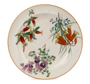 WEDGWOOD "Australian Flora" antique English porcelain plate, Staffordshire England, circa 1880, stamped "Australian Flora" and impressed "WEDGWOOD", 25cm diameter. ​​​​​​​The Australian botanical design after works by New South Wales botanical artist Hele
