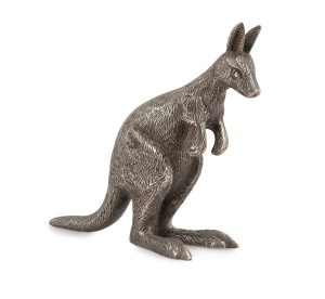 PALFREY of Melbourne antique Australian silver kangaroo statue, circa 1900, stamped "PALFREY, AUSTRALIAN SILVER", 7cm high, 132 grams.