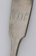 JOEL JOHN COHEN rare Colonial Australian silver set of five fiddle pattern forks with engraved monogram, Sydney origin, circa 1840, each stamped "C.N." crowned leopard's head, lion passant, Gothic date letter "F", and monarch's head, 17.5cm long, 272 gram - 2
