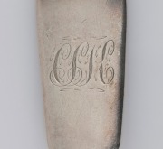 JOEL JOHN COHEN rare Colonial Australian silver set of five fiddle pattern forks with engraved monogram, Sydney origin, circa 1840, each stamped "C.N." crowned leopard's head, lion passant, Gothic date letter "F", and monarch's head, 17.5cm long, 272 gram - 3