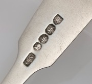 JOEL JOHN COHEN rare Colonial Australian silver set of five fiddle pattern forks with engraved monogram, Sydney origin, circa 1840, each stamped "C.N." crowned leopard's head, lion passant, Gothic date letter "F", and monarch's head, 17.5cm long, 272 gram - 10