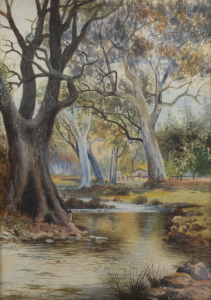 HANS HEYSEN (1877-1968), (untitled river scene), watercolour, signed lower left "Hans Heysen, 1920", ​​​​​​​35 x 25cm, 60 x 48cm overall
