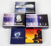 COOK ISLANDS ONE DOLLAR 1oz SILVER COINS: Perth Mint coins in original cases with CoA and box, comprising 2000 The Queen Mother, 2006 Fire Engines Of The World, Orbit And Beyond 2007 Sputnik 50th Anniversary/2008 First Man In Space/2010 First Space Shuttl