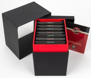 HOLDEN: 2021 Heritage Collection commemorative set of seven gold-plated pennies, comprising Holden FX/FJ/FE/FC/FB/EK/EJ, in original case with CoA.