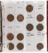 PENNIES: 1919 - 1951 accumulation in album; some varieties have been annotated. (150+).