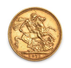 GREAT BRITAIN: VICTORIA, Young Head 1871 Sovereign, St. George reverse, VF+.