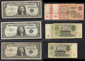 A small album with a small range of banknotes.