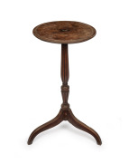 A rare and early Colonial blackwood wine table with reeded column and crab legs, Hobart origin, circa 1815, 79cm high, 38cm diameter. ​​​​​​​Note: Featured in "Australian Furniture, Pictorial History and Dictionary, 1788-1938" by Fahy & Simpson, plate 487
