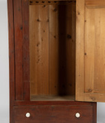 An antique Australian stained pine single door wardrobe with Paladian top and porcelain knobs, Barossa Valley, South Australian origin, circa 1850, 193cm high, 124cm wide, 56cm deep. - 2