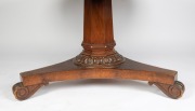 A Colonial Australian cedar circular tilt-top dining table, the top impressively crafted from a single slab of Australian cedar with thumbnail moulded edge and flame veneer cedar skirt. Full cedar secondary construction, with tapering faceted column, fine - 2