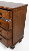 An exceptional and early Colonial Australian cedar chest of five drawers with rare tulipwood banding, cock beading and finely turned original knobs, New South Wales origin, circa 1835, stamped "C.T.". 118.5cm high, 119.5cm wide, 51cm deep. Note: illustrat - 4