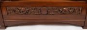 R. G. KIRKHAM antique Australian blackwood hall seat with lift-top storage box base. Impressively carved with griffin heads, pomegranates and fish scale borders, early 20th century, ink stamp to the interior "R. & G. Kirkham, 22 Latrobe Parade, Melbourne" - 3