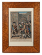 A FLEET OF TRANSPORTS UNDER CONVOY: 18th century satirical print, printed for and sold by Carrington Bowles at His Map & Print Warehouse, No. 69 in St Paul's Church Yard, London, attractively housed in a birdseye maple frame, 60 x 44cm overall.