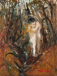 ARTHUR MERRIC BLOOMFIELD BOYD (1920 - 1999), Adam & Eve, oil on linen on board, signed lower right "Arthur Boyd'', 63 x 47cm; overall 80 x 64cm. Provenance: Christies, Australian Paintings, Sydney, 05/10/1971, Lot No. 285.