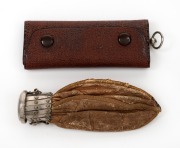 ANTIQUE Victorian era leather and metal expandable top coin purse engraved "William Whipp" to cover; also, an early 20th Century sovereign "purse" with slots for 9 coins. (2 items).