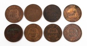 PENNIES: 1925 (8); mixed condition, some cleaned.