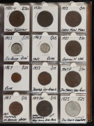 An album with a range of pre-decimal coins displaying various errors and varieties including die cracks, extra dots, forgeries, filled numerals and letters, missing portions, flaw in planchet, etc. (100+).