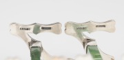 FRANK GRADY of Wellington pair of antique New Zealand silver and greenstone "N.Z." knife rests, 19th/20th century, stamped "F. GRADY, ST. SILVER", 4cm high, 7.5cm wide. - 2