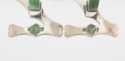 FRANK GRADY of Wellington pair of antique New Zealand silver and greenstone "N.Z." knife rests, 19th/20th century, stamped "F. GRADY, ST. SILVER", 4cm high, 7.5cm wide. - 3