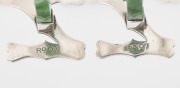 FRANK GRADY of Wellington pair of antique New Zealand silver and greenstone "N.Z." knife rests, 19th/20th century, stamped "F. GRADY, ST. SILVER", 4cm high, 7.5cm wide. - 5