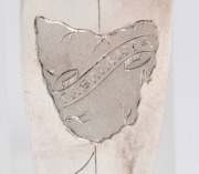 TAYLOR & SHARP of Hobart "TRUGANINA" antique Australian silver leaf shaped letter opener engraved with a map of Tasmania, decorated with gumnuts and a finely cast portrait of the Tasmanian Aboriginal Palawa woman Truganini (also known as Lalla Rookh and L - 3